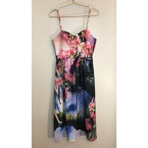 Corey Lynn Calter Anthropologie Daybreak Flare Midi Dress 8P Cocktail Fit Flare